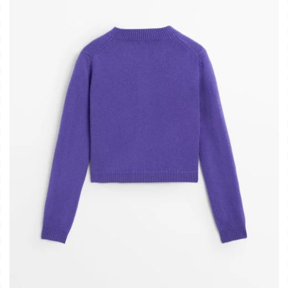 Massimo Dutti NWT purple 100% wool knit cardigan 5752/631 - Picture 3 of 5